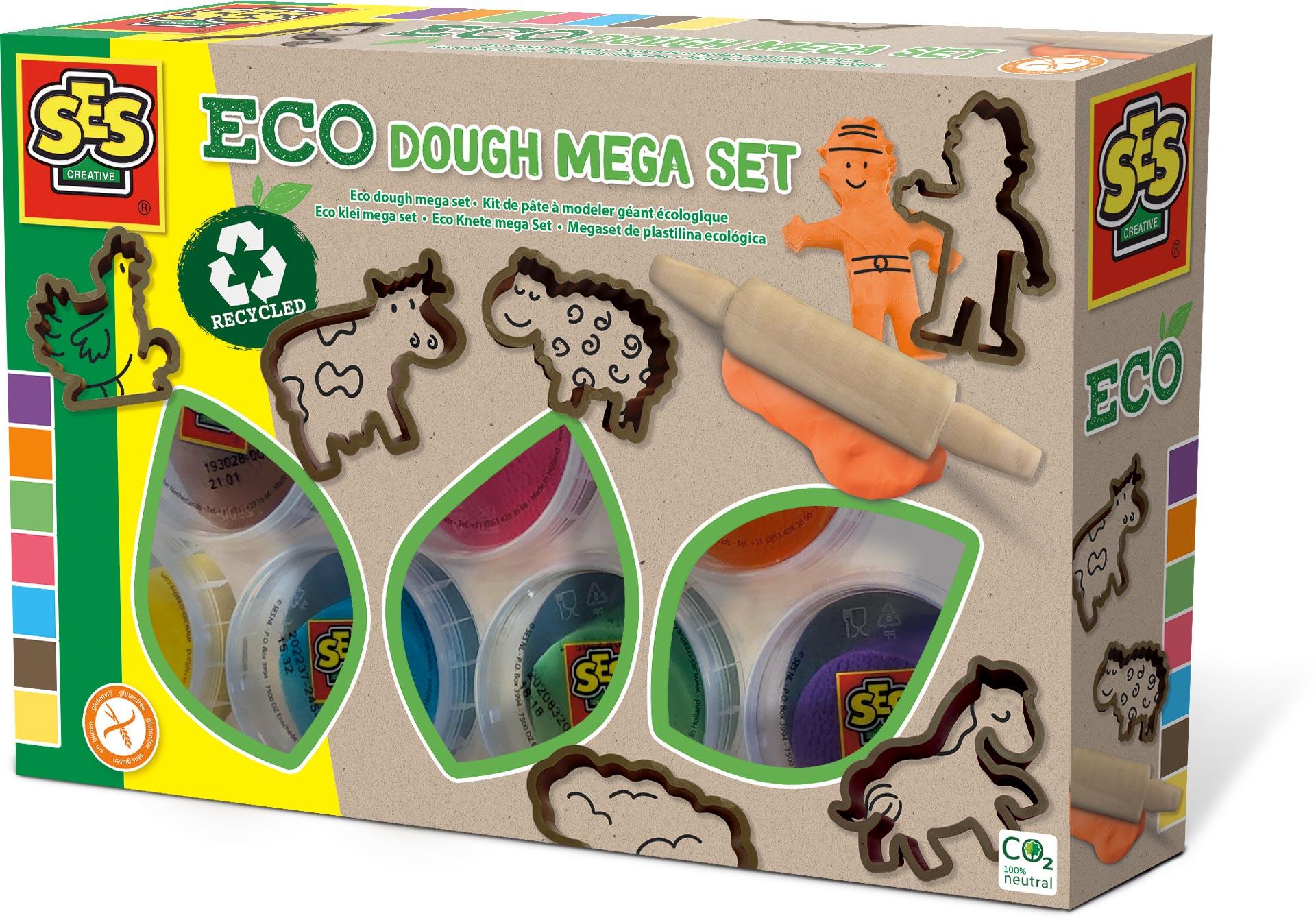 SES Creative Mega set di plastilina ecologica 7x90 g con utensili (SES CREATIVE Children's Eco Modelling Dough Mega Set with To