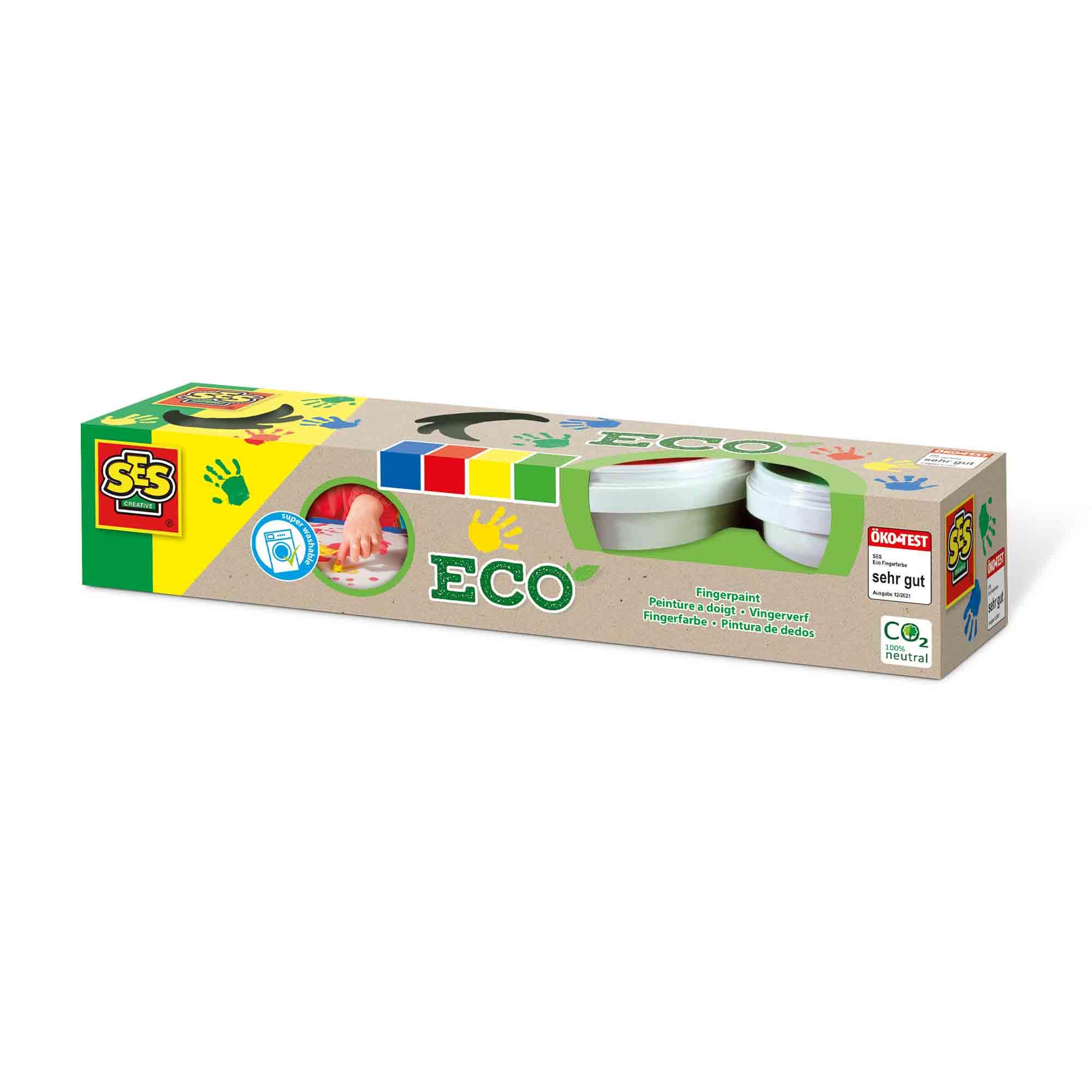 SES Creative Set di quattro vasetti di pittura con le dita Eco per bambini (SES CREATIVE Children's Eco Washable Fingerpaints S