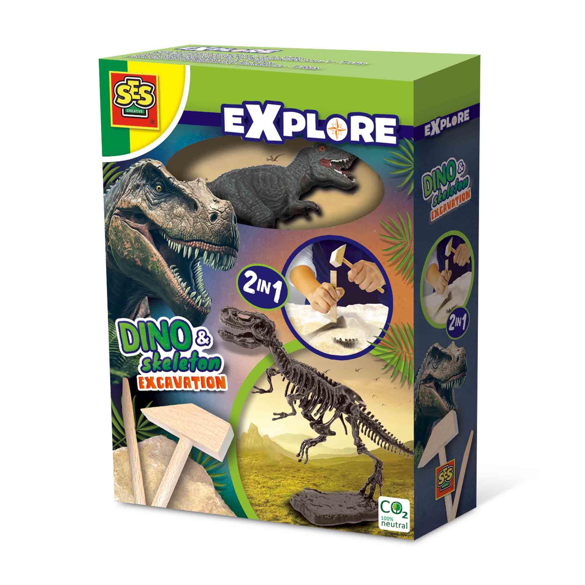 SES CREATIVE Explore T-Rex Dino and Skeleton Excavation 2-in-1 5 Years and Above 25092