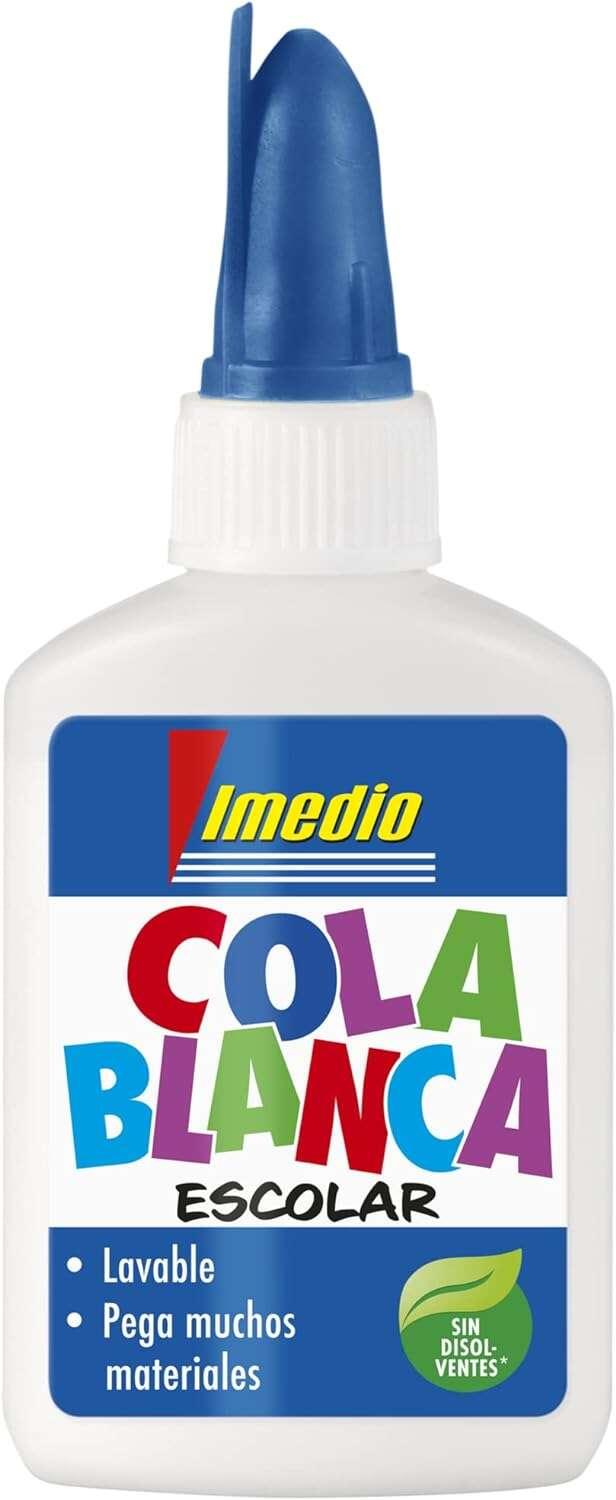 Colla Scuola Imedio Bianca 40gr - Senza Solventi - Flacone Morbido Ideale per Bambini - Con Spatola Incorporata