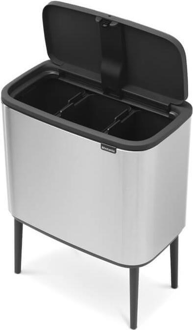 Brabantia 316081 BO Touch Bin Pattumiera 3 x 11 L, acciaio inossidabile, dita in acciaio opaco
