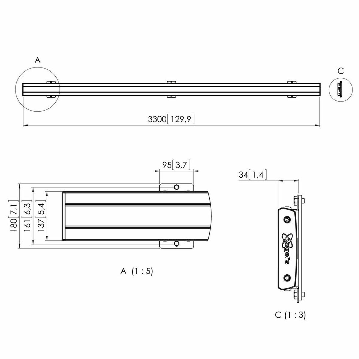 Barra adattatore display Vogels PFB 3433 - nera