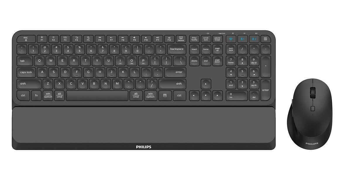 Philips 6000 series SPT6607B/21 tastiera Mouse incluso RF senza fili Bluetooth Nero (6000 series SPT6607B keyboard - Mouse inc