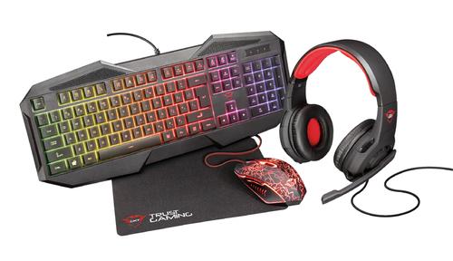 Trust GXT 788RW tastiera Mouse incluso QWERTY Inglese UK Nero (TRUST UK GXT788RW 4IN1 GAM BND) - Versione UK