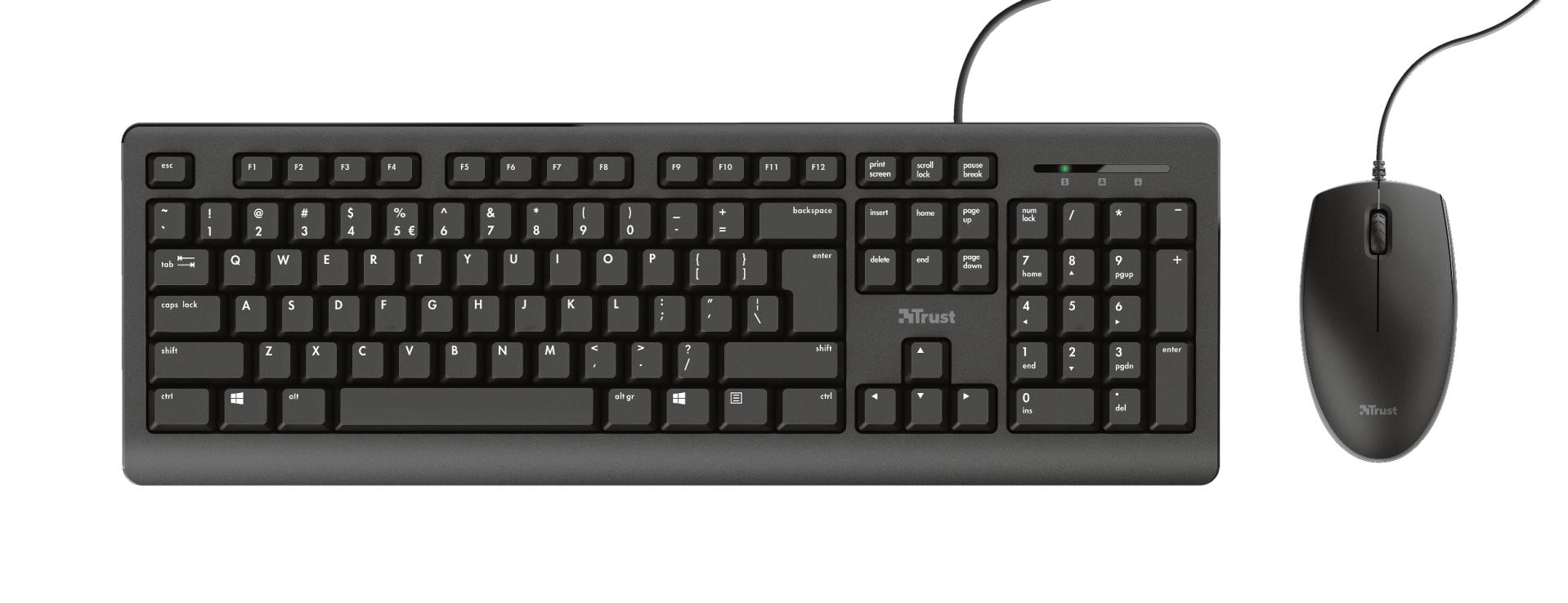 Trust Primo tastiera Mouse incluso USB QWERTY Inglese Nero (Primo Keyboard And Mouse Set UK) - Versione UK