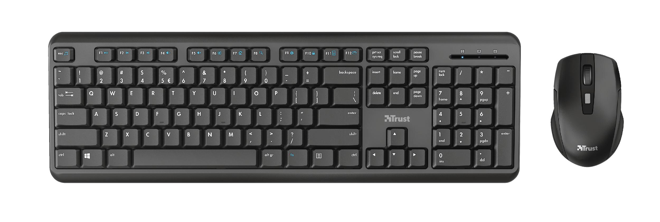 Trust TKM-350 tastiera Mouse incluso RF Wireless QWERTZ Tedesco Nero