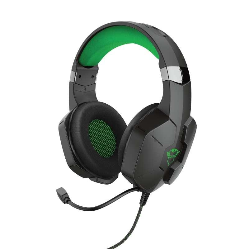 Trust GXT 323X Carus Auricolare Cablato A Padiglione Giocare Nero Verde