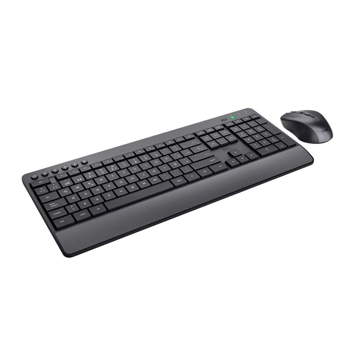 Tastiera e Mouse Trust Qwerty in Spagnolo Nero