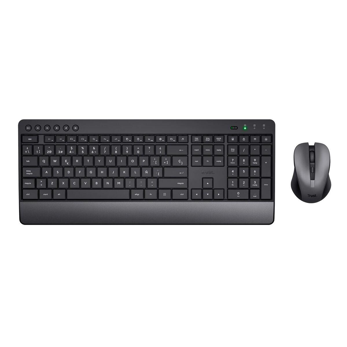 Tastiera e Mouse Trust Qwerty in Spagnolo Nero