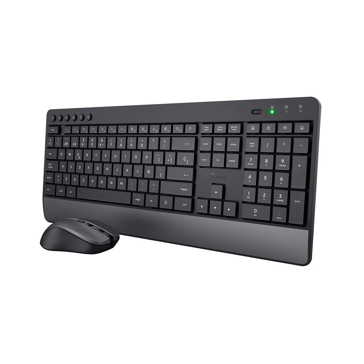 Tastiera e Mouse Trust Qwerty in Spagnolo Nero