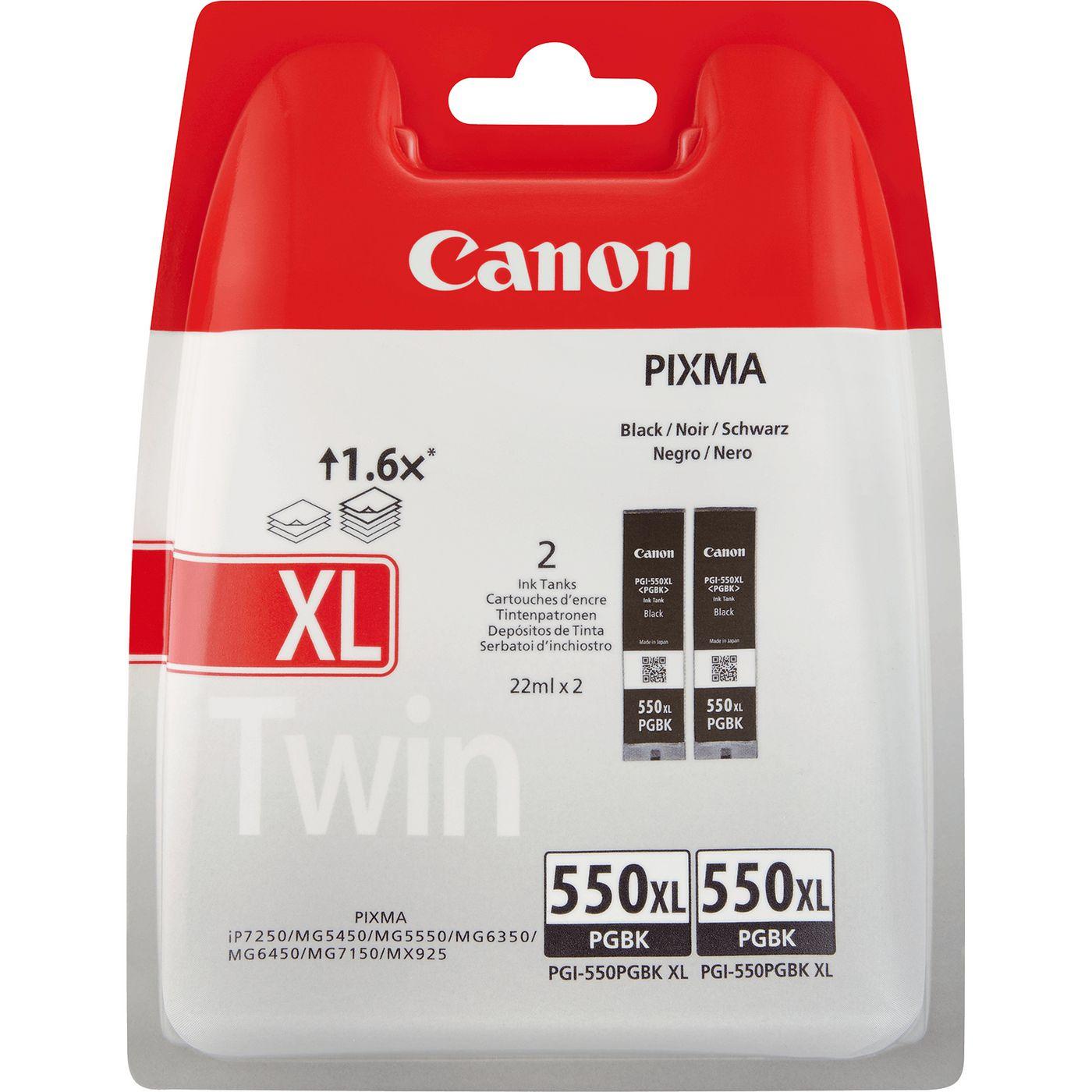 Canon Cartuccia d'inchiostro nero PGI-550BK confezione doppia (Ink Black PGI-550 XL PGBK - Twin pack - Warranty 12M)
