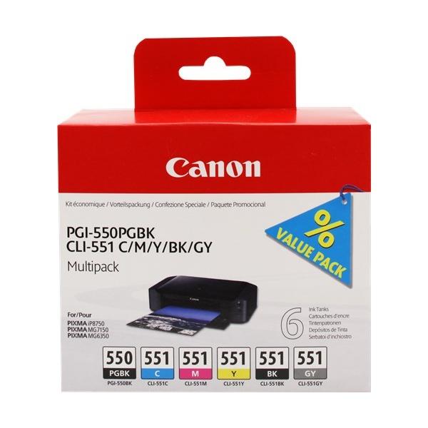 Canon Cartuccia d'inchiostro Multipack PGI-550 PGBK / CLI-551 BK/C/M/Y/GY
