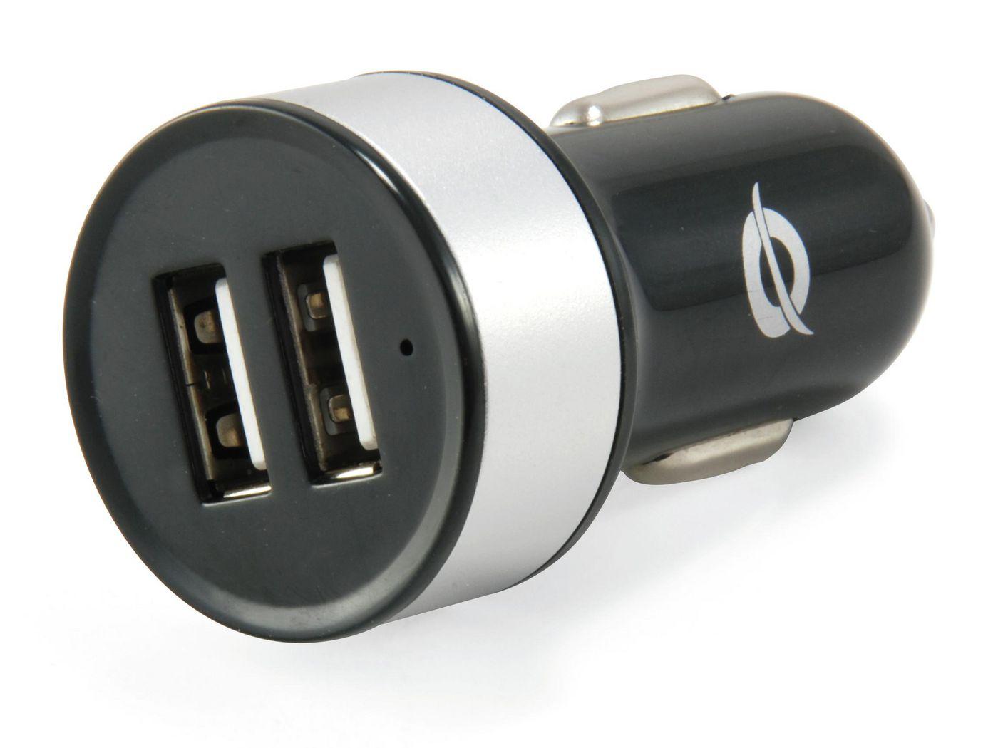 Conceptronic CUSBCAR2A Caricabatterie per dispositivi mobili Argento Auto (USB Car - Warranty 12M)