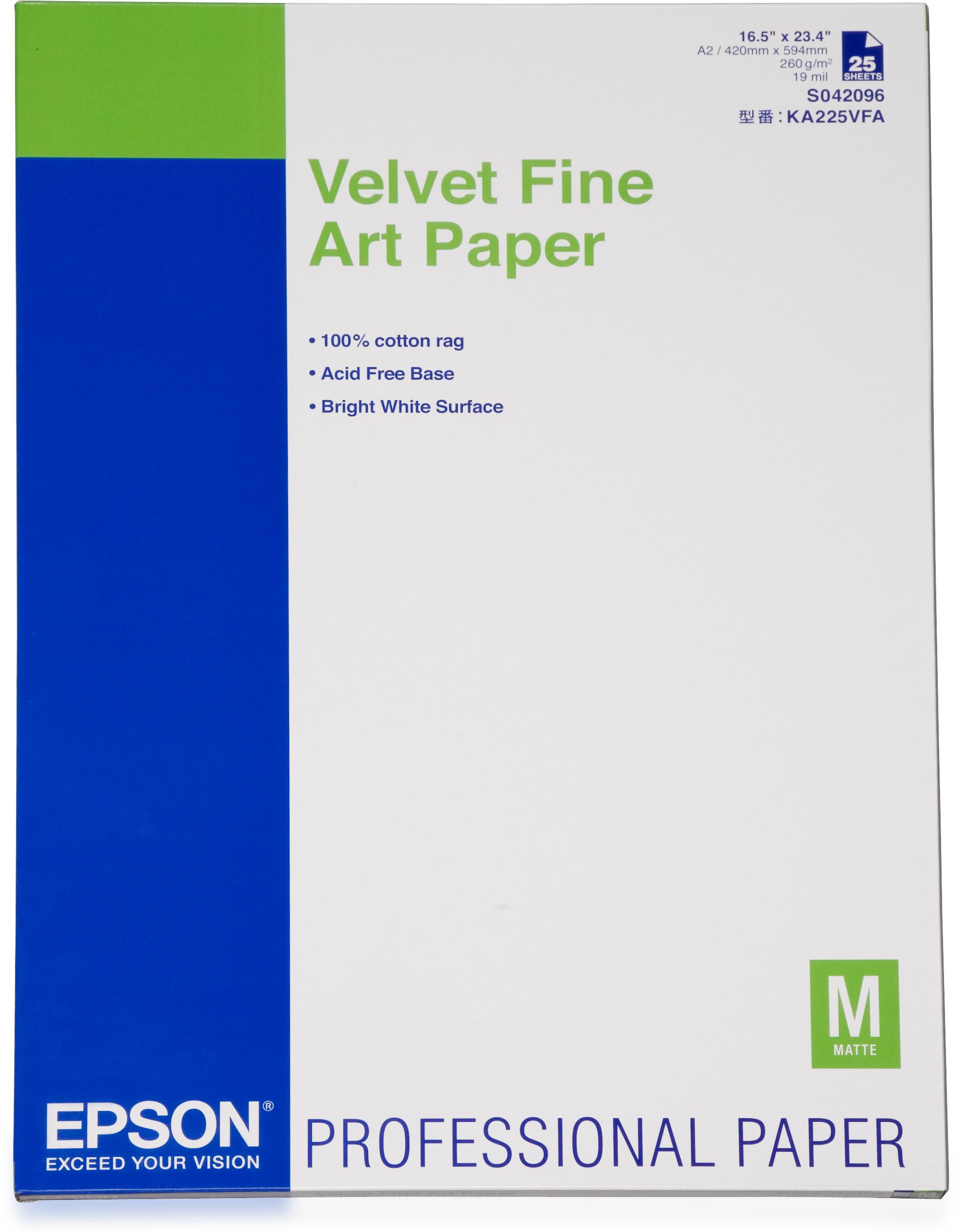 S042096 VELVET FINE ART PAPER A2