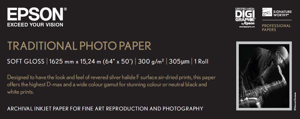 Epson Traditional Photo Paper in rotoli da 162 56cm x 15m