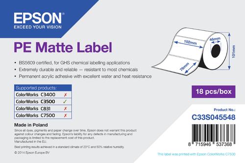 Epson PE Matte Label - Die-cut Roll 102mm x 76mm 365 labels