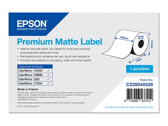 S045528 PREM.MATTE LABEL 220MMX750M