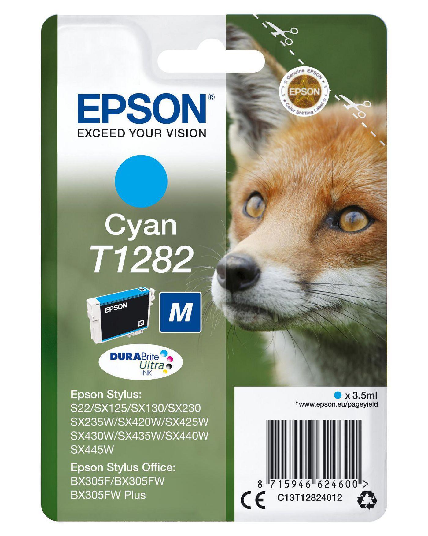 INK EPSON C13T12824012 Ciano Volpe (taglia M) x S22 SX125 SX130 SX230 SX235W SX420W SX440W SX430W SX435W BX305F BX305FW BX305FW