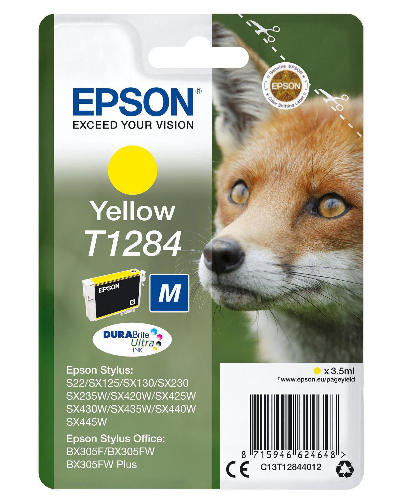 INK EPSON C13T12844012 Giallo Volpe (tagliaM) x S22 SX125 SX130 SX230 SX235W SX420W SX440W SX430W SX435W BX305F BX305FW BX305FW