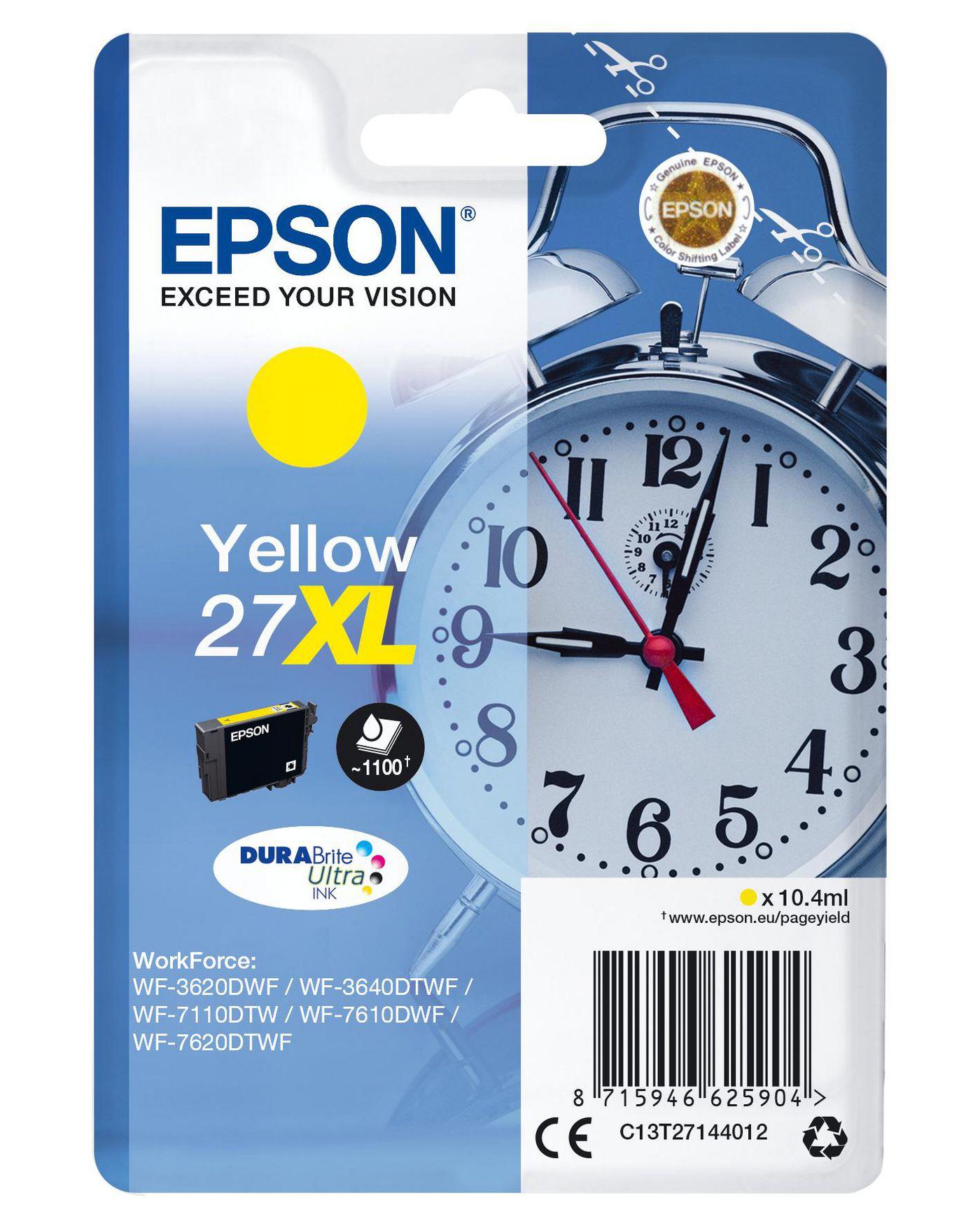 INK EPSON C13T27144012 Giallo Sveglia (Taglia XL) x WF-3620 WF-7110DTW WF-7610DWF WF-7620DTWF WF-7210DTW WF-7710DWF WF-7720DTWF