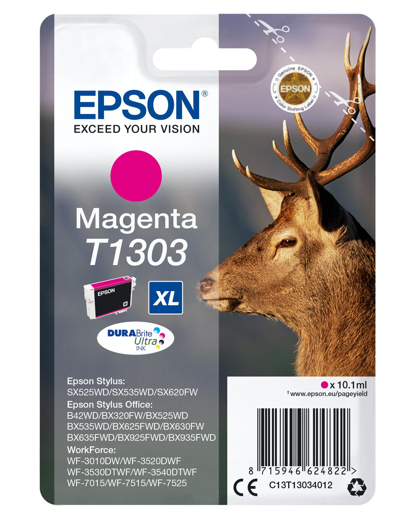EPSON T1303 CARTOUCHE D ENCRE MAGENTA TRS HAUTE CAPACIT 10.1ML 1-PACK BLISTER SANS ALARME - DURABRITE ULTRA INK