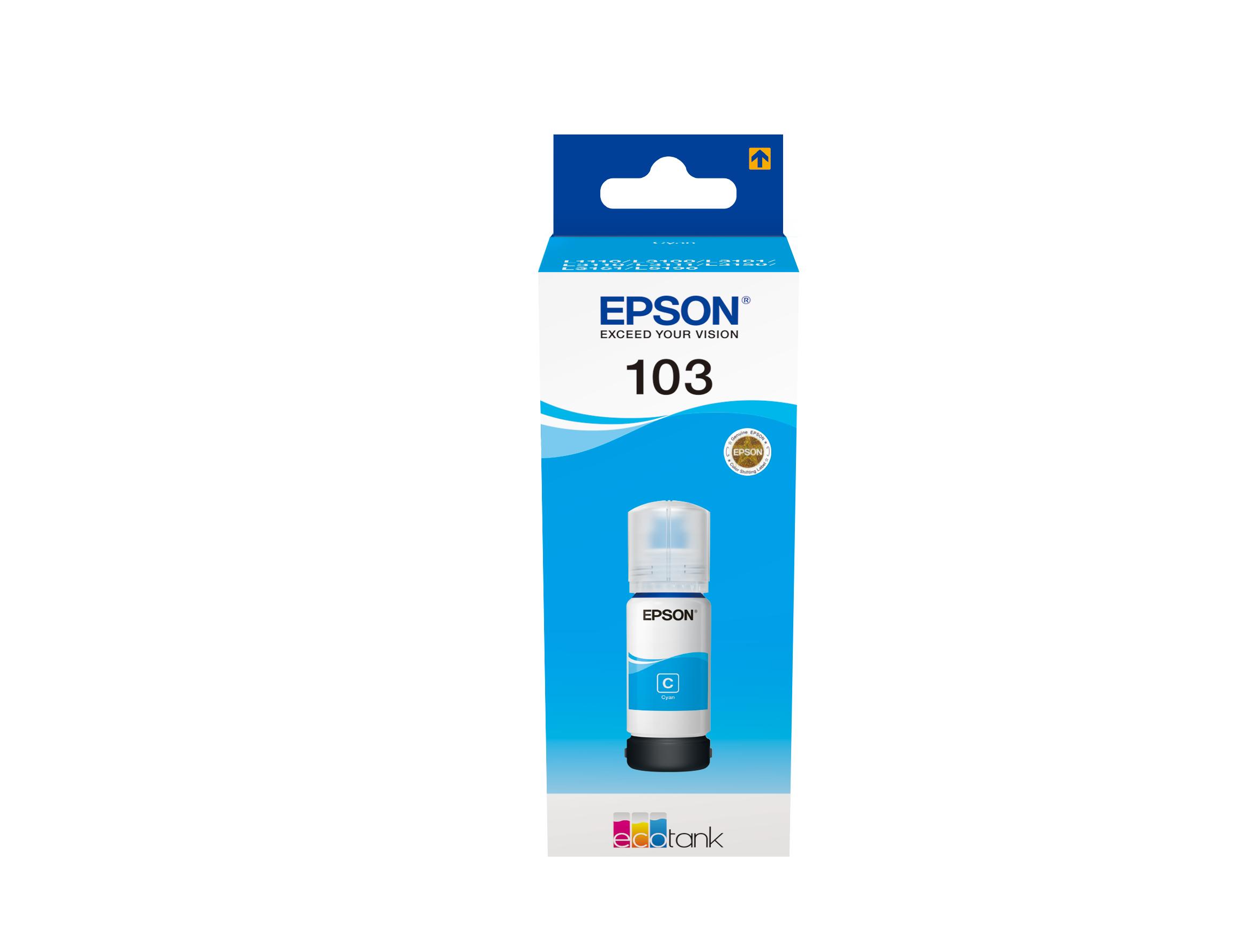 Epson 103 cartuccia d'inchiostro 1 pz Originale Blu (Epson Ink Cartridges 103 101 4 colour ink bottles Ink Bottle 1 x 70.0 ml C