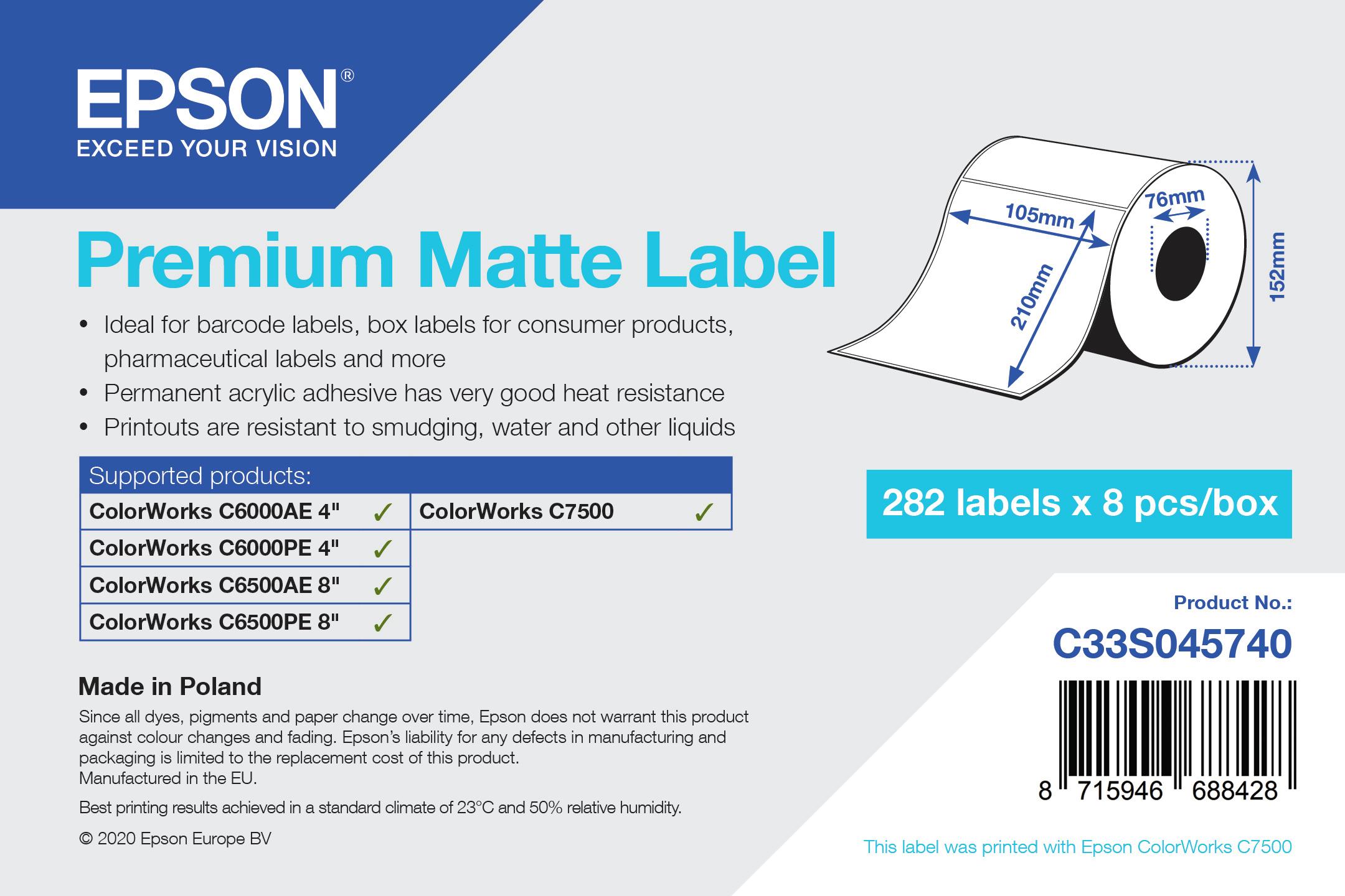 PREMIUM MATTE LABEL 105MM X 210MM,