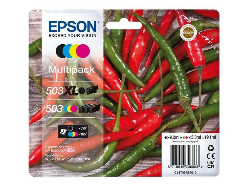Epson C13T09R94010 cartuccia d'inchiostro 4 pz Originale Resa elevata XL Nero Ciano Magenta Giallo (Epson Chillies 503 Black Cy