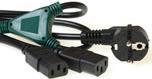 Connettore principale del cavo a divisione del powerCord ACT CEE7/7 MULE - 2 x C13 Slittura a: 1,20 M PowerCord Schuko -2xc13 1
