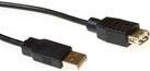 ACT USB 2.0 extension cable, 5.0m, Type A - A, Black cavo USB 5 m USB A Nero