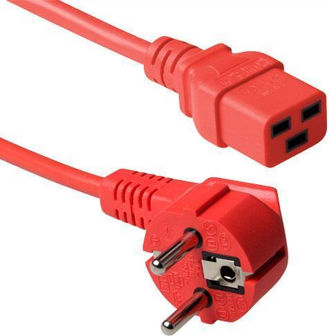 Connettore principale ACT PowerCord CEE7/7 maschio (angolato) - C19 rosso 0,60 m. Lengte: 0,6 m PowerCord Schuko -C19 rosso 0,6