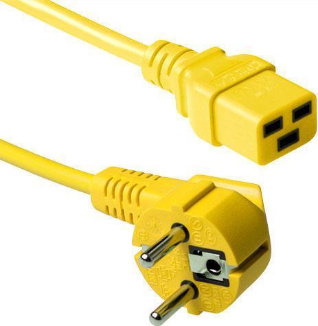 Connettore principale di ACT PowerCord CEE7/7 maschio (angolato) - C19 giallo 0,60 m. Lengte: 0,6 m PowerCord Schuko -C19 Yel 0