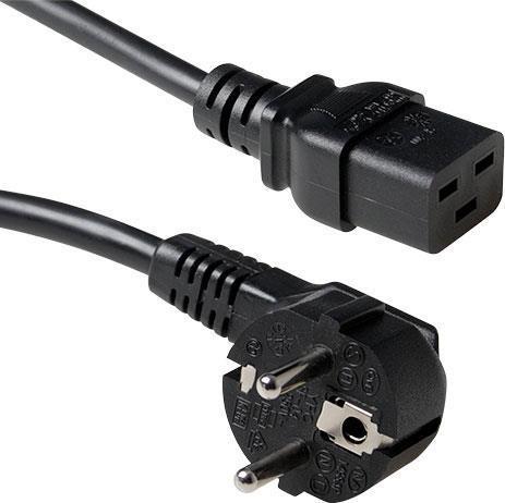 Connettore principale ACT PowerCord CEE7/7 maschio (angolato) - C19 nero 1,80 m. Lengte: 1,8 m PowerCord Schuko -C19 BLK 1,80 m