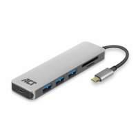 Hub ACT AC7050 USB-C 3.2 Gen1 (USB 3.0) a 3 porte con adattatore e porta pass-through PD