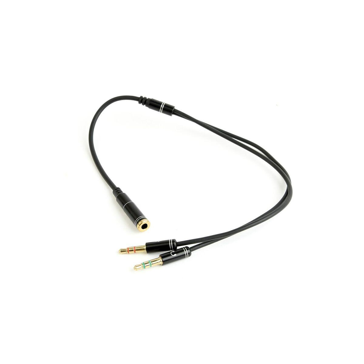 CableXpert Cavo adattatore stereo da 3,5 mm a 4 pin maschio a 2x 3,5 mm, nero, connettori in metallo - CCA-4