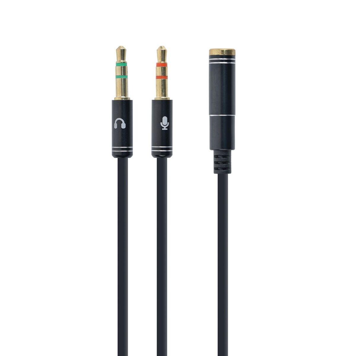CableXpert Cavo adattatore stereo da 3,5 mm a 4 pin maschio a 2x 3,5 mm, nero, connettori in metallo - CCA-4