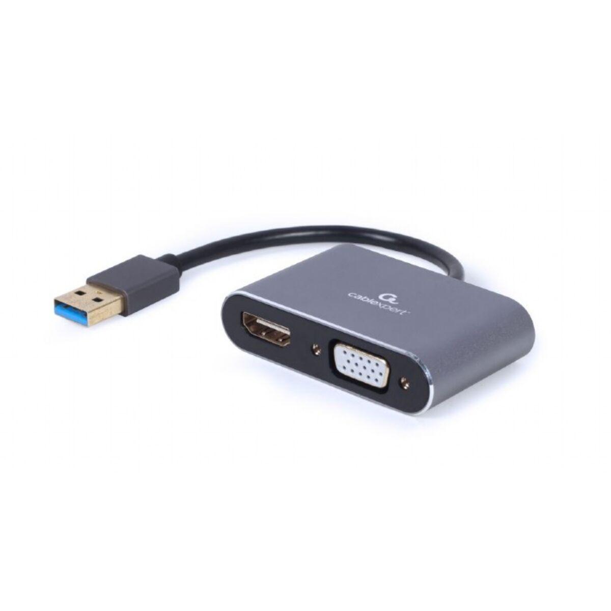 Adattatore display VGA da USB a HDMI CableXpert, grigio siderale - A-USB3-HDMIVGA-01
