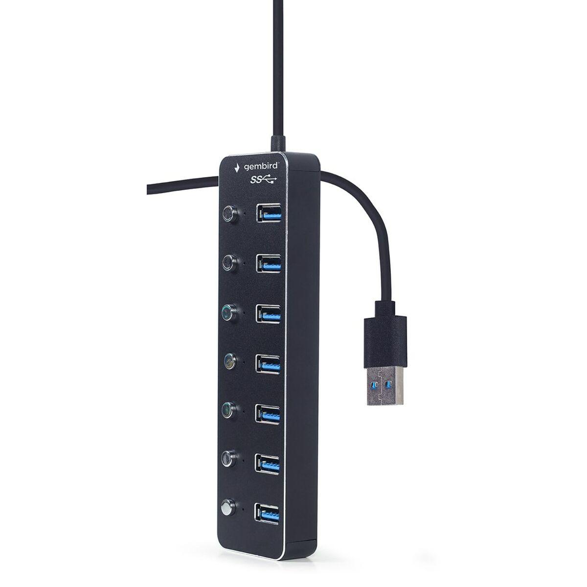 Gembird HUB USB 3.1 Gen 1 a 7 porte con interruttori juodas UHB-U3P7P-01