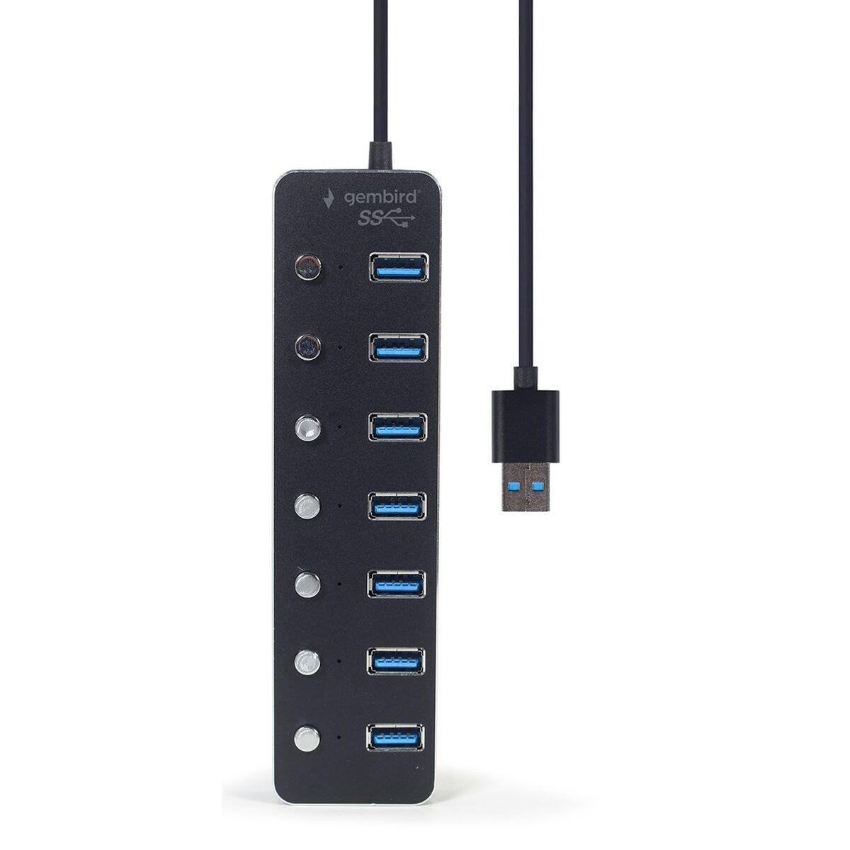 Gembird HUB USB 3.1 Gen 1 a 7 porte con interruttori juodas UHB-U3P7P-01
