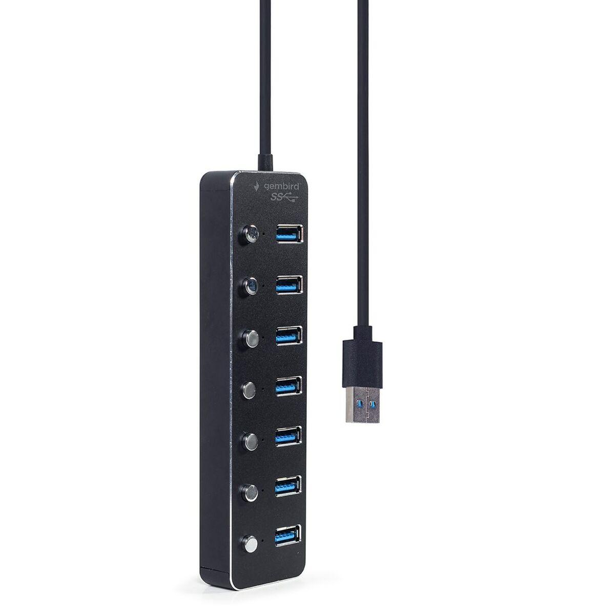 Gembird HUB USB 3.1 Gen 1 a 7 porte con interruttori juodas UHB-U3P7P-01