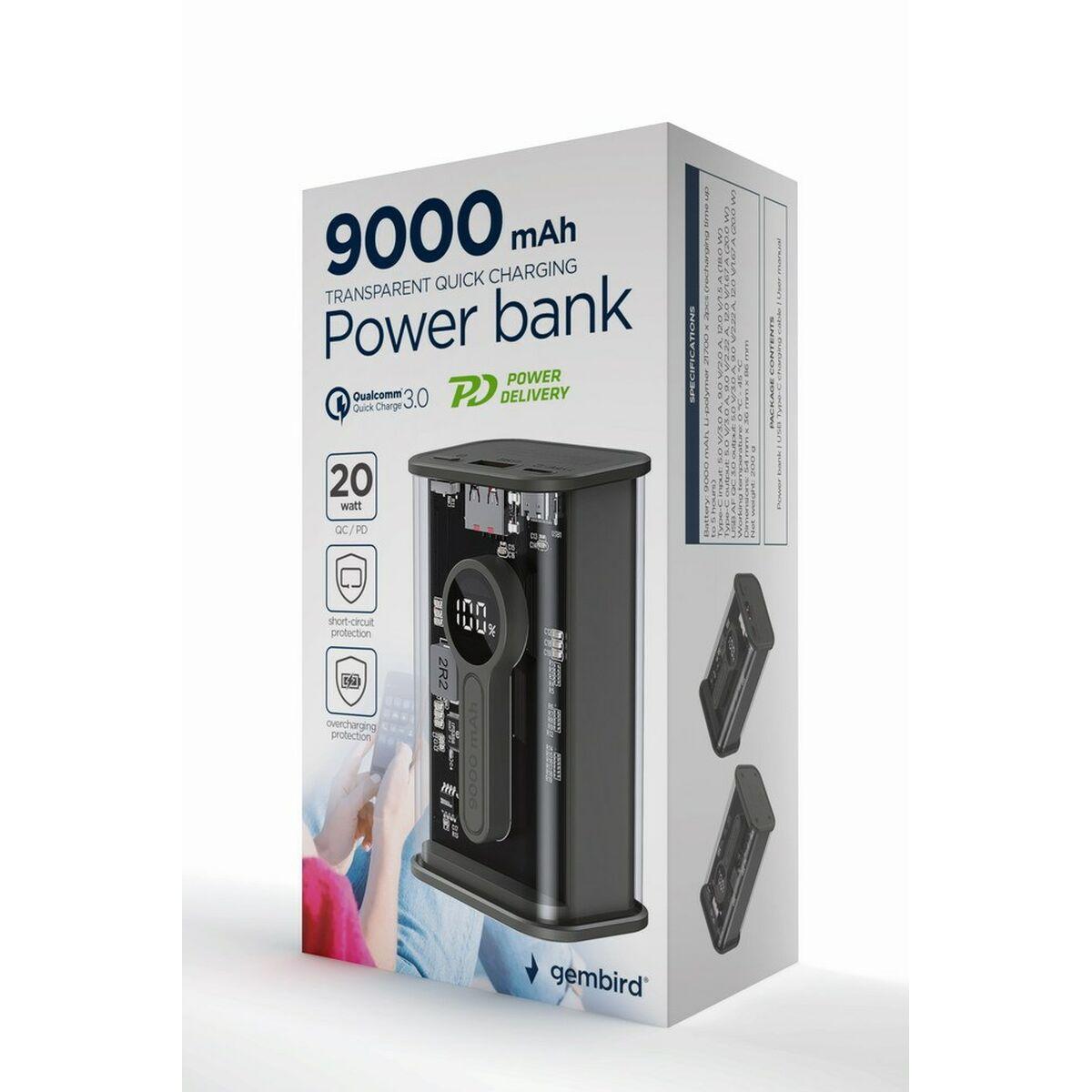 Power Bank Gembird da 9.000 mAh Nero PB09-TQC3-01