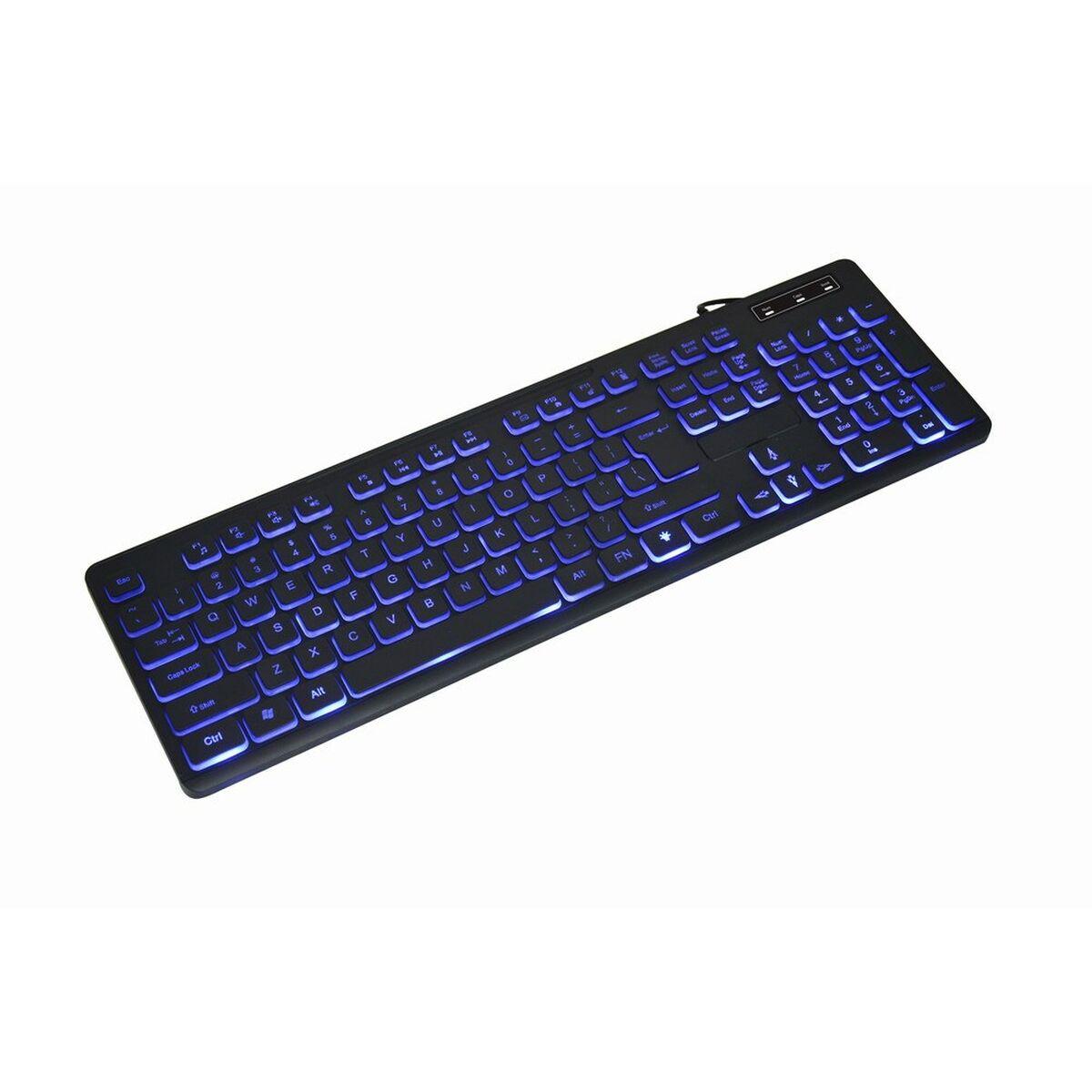 Tastiera multimediale retroilluminata Gembird layout americano nero a 3 colori KB-UML3-02