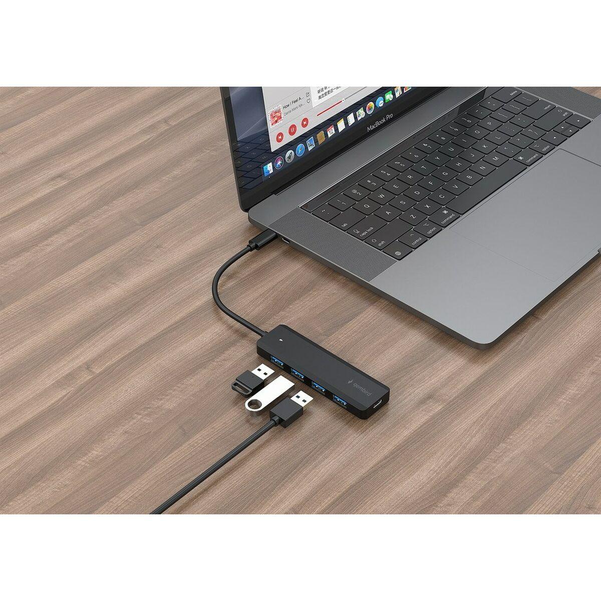 Gembird Hub USB 3.1 (Gen 1) Type-C a 4 porte Nero UHB-CM-U3P4P-01