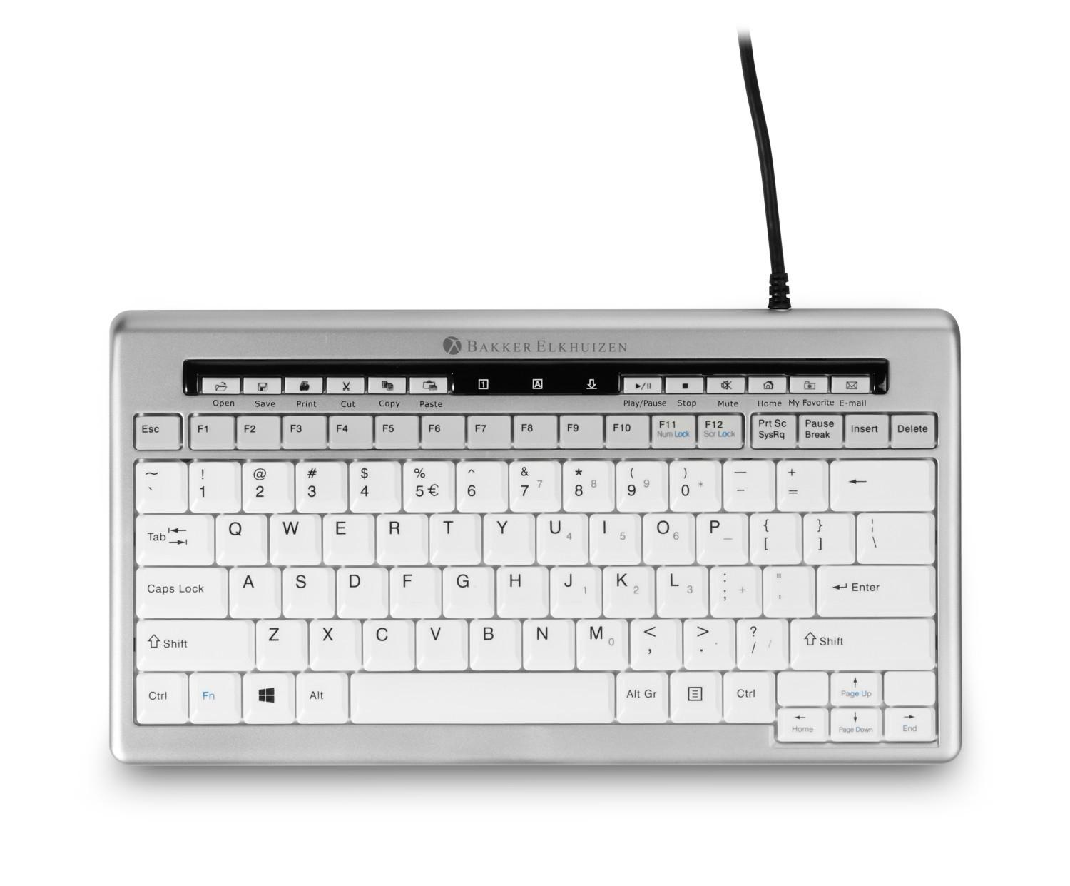 BakkerElkhuizen S-board 840 tastiera USB QWERTY Inglese US Grigio chiaro, Bianco