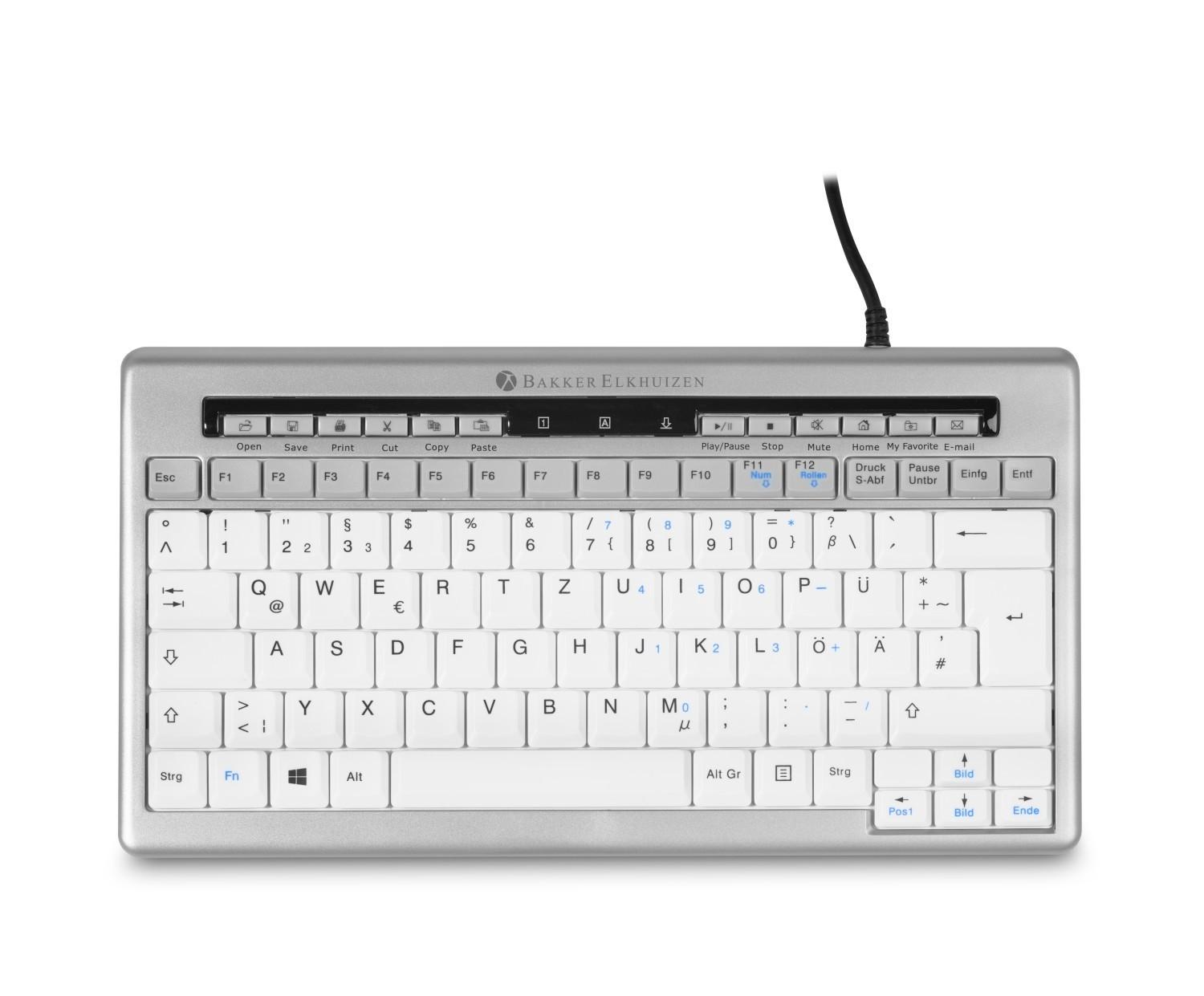 BakkerElkhuizen S-board 840 tastiera USB QWERTZ Tedesco Grigio chiaro, Bianco