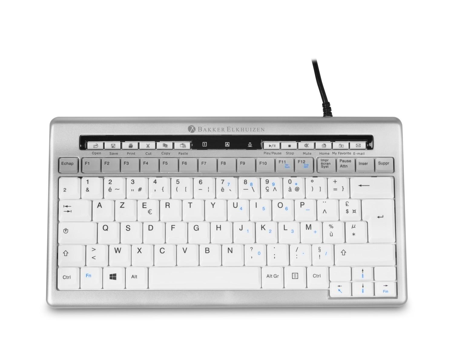BakkerElkhuizen S-board 840 tastiera USB AZERTY Francese Grigio chiaro Bianco