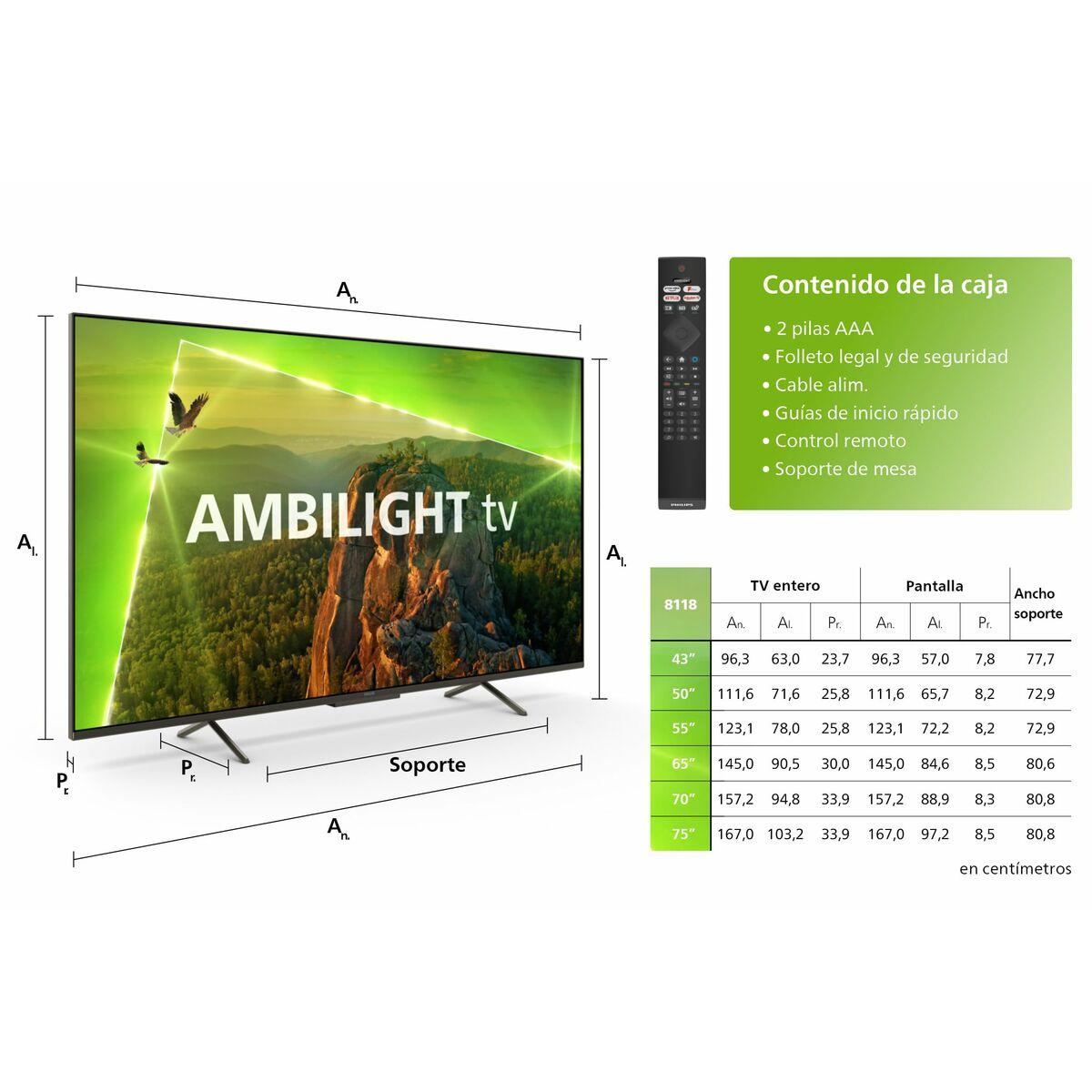 Philips Ambilight TV 8118 55" 4K Ultra HD Dolby Vision e Dolby Atmos Smart TV