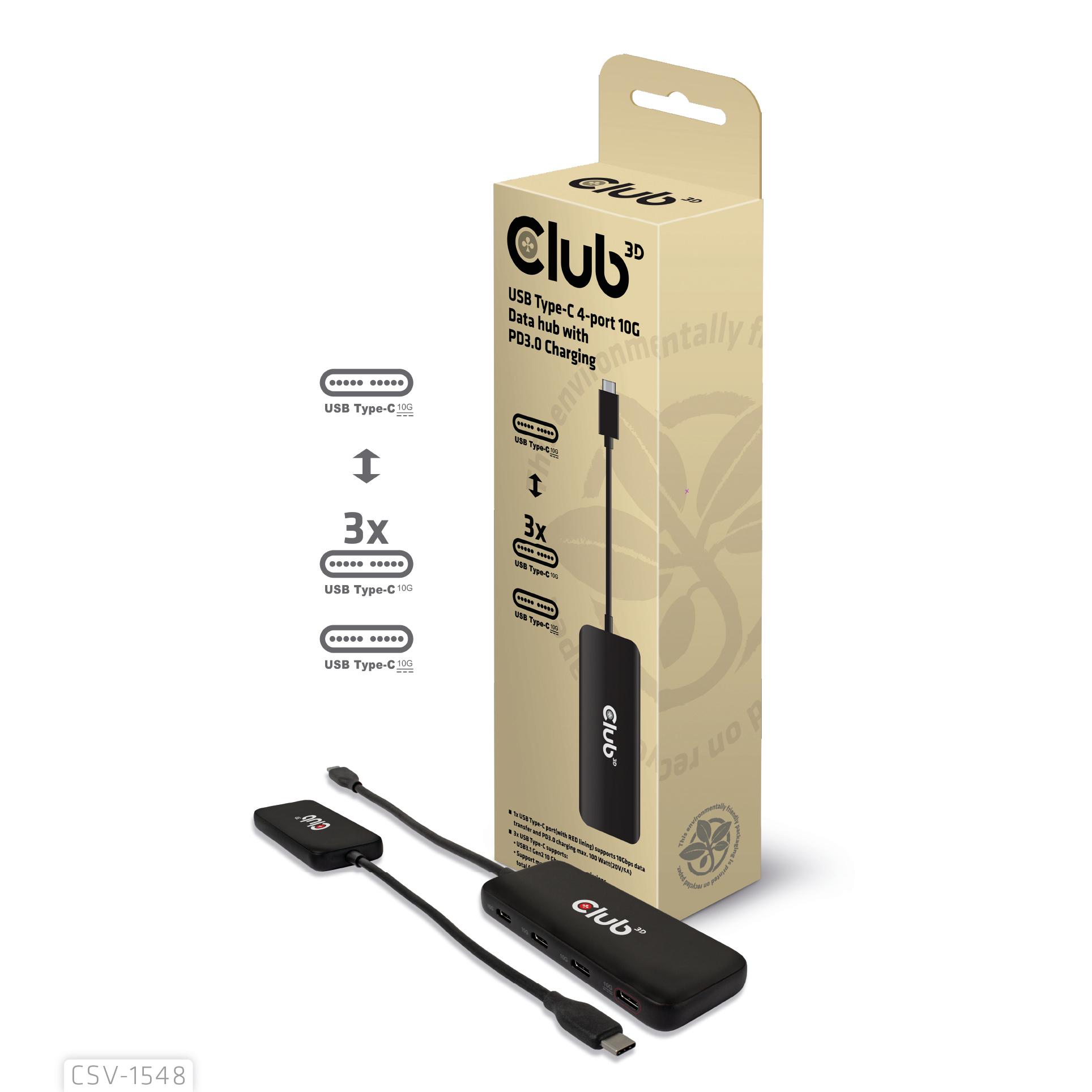 Eingang 1x USB Typ-C Stecker Ausgang 4x USB Typ-C Buchse Dieser Hub untersttzt NUR Daten und PD3.0-Laden Eigenschaften 1x US