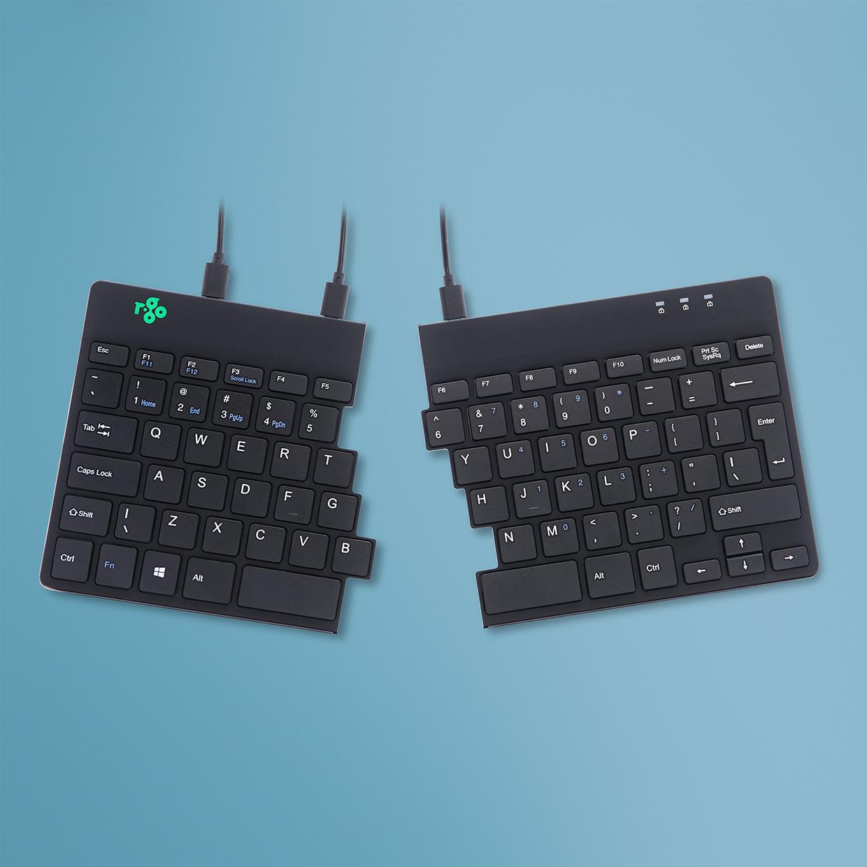 R-Go Tools Split R-Go Tastiera Ergonomico QWERTY (US) nero cablata