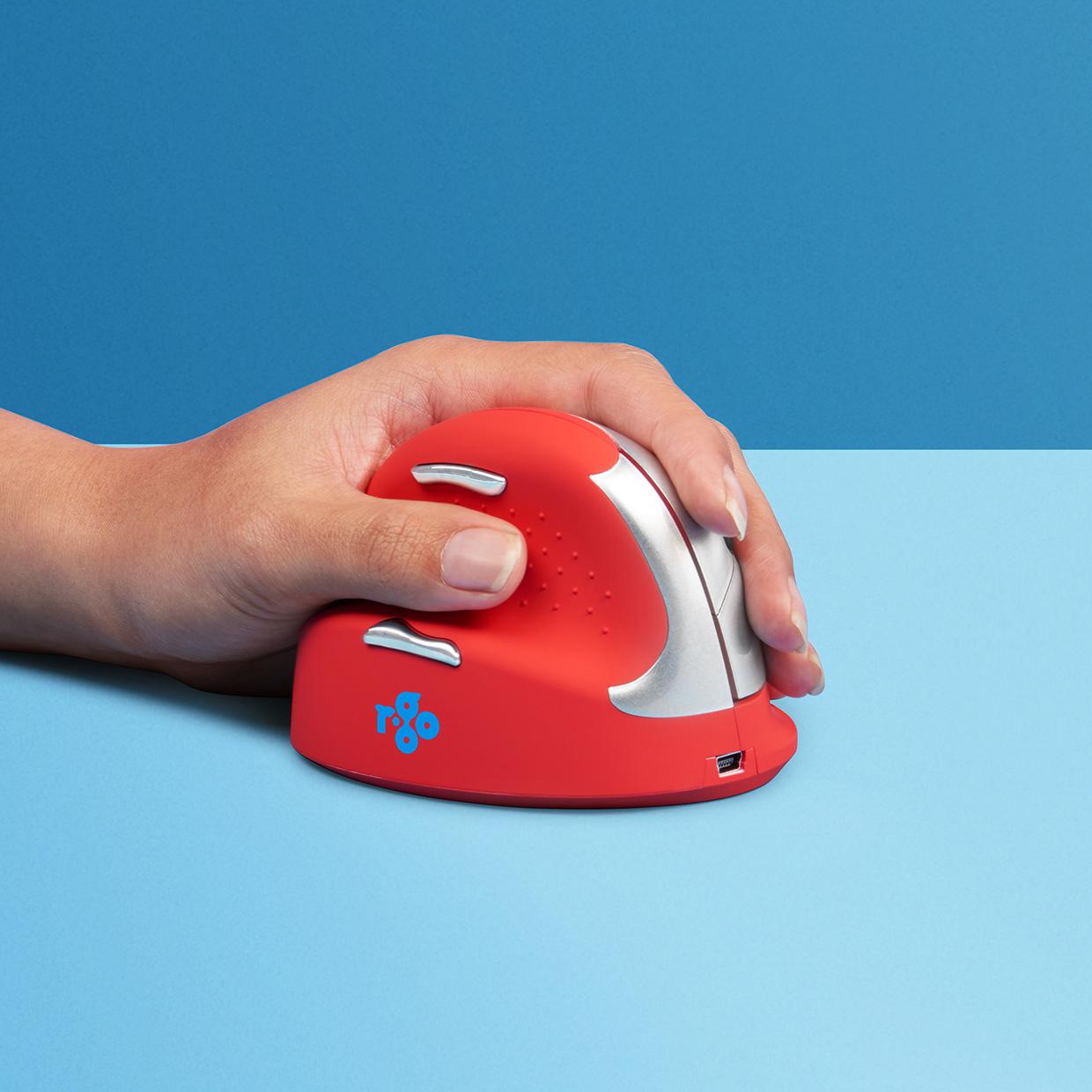 R-Go Tools HE Sport R-Go , mouse ergonomico, Medio (165-195mm), mancino, Bluetooth, Rossa